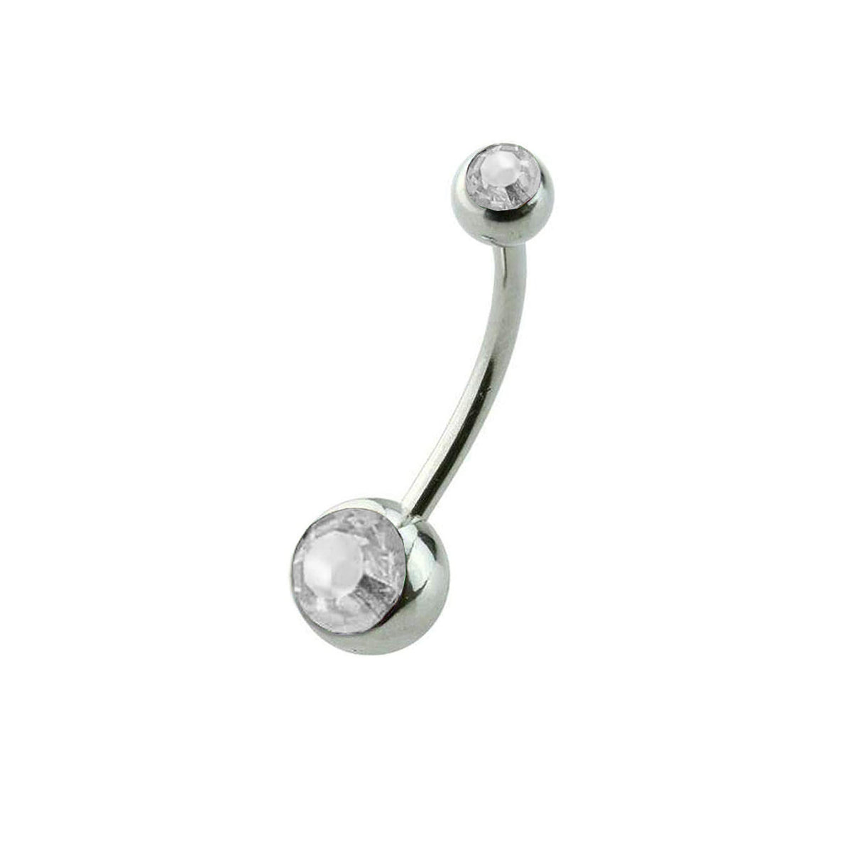 Surgical Steel Long Belly Ring 14 Gauge 5/8" (16 mm) & Color CZ Gems - Kruelty - Photo 2