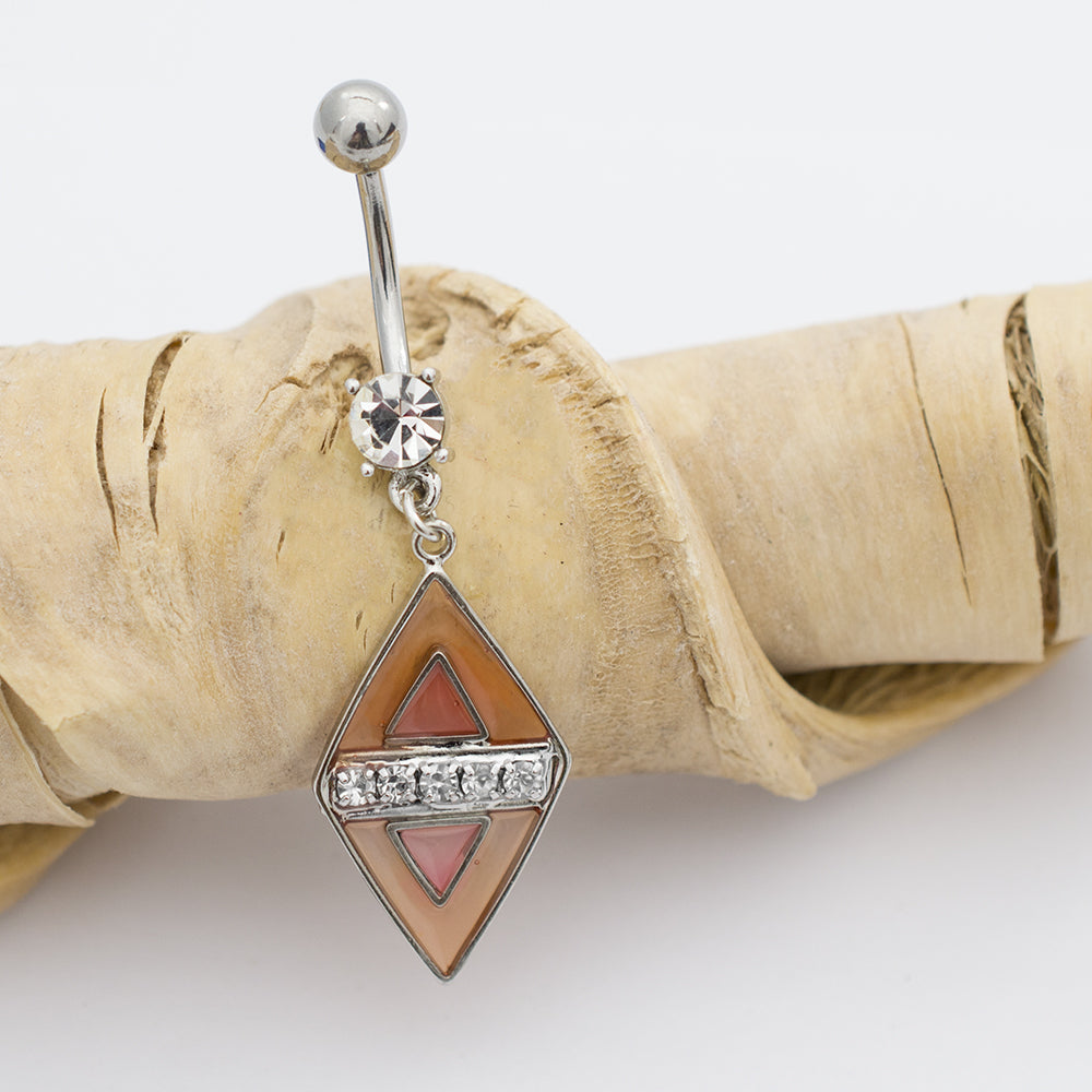Surgical Steel 14 Gauge Luxe Modz Pastel Diamond Belly Ring - photo 4