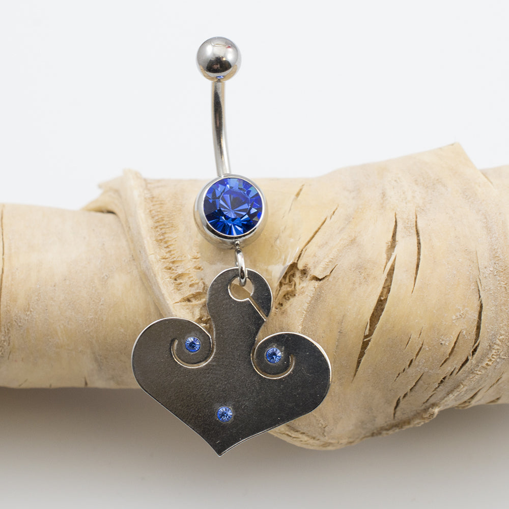 Surgical Steel 14 Gauge Belly Ring with Tribal Etched CZ Dangle - photo 7