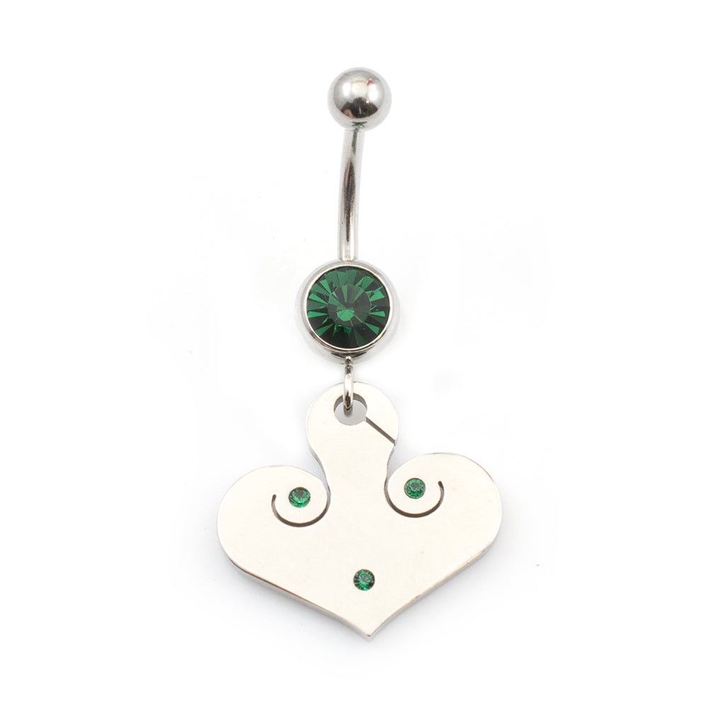 Surgical Steel 14 Gauge Belly Ring with Tribal Etched CZ Dangle - photo 2
