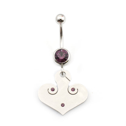 Surgical Steel 14 Gauge Belly Ring with Tribal Etched CZ Dangle - photo 3