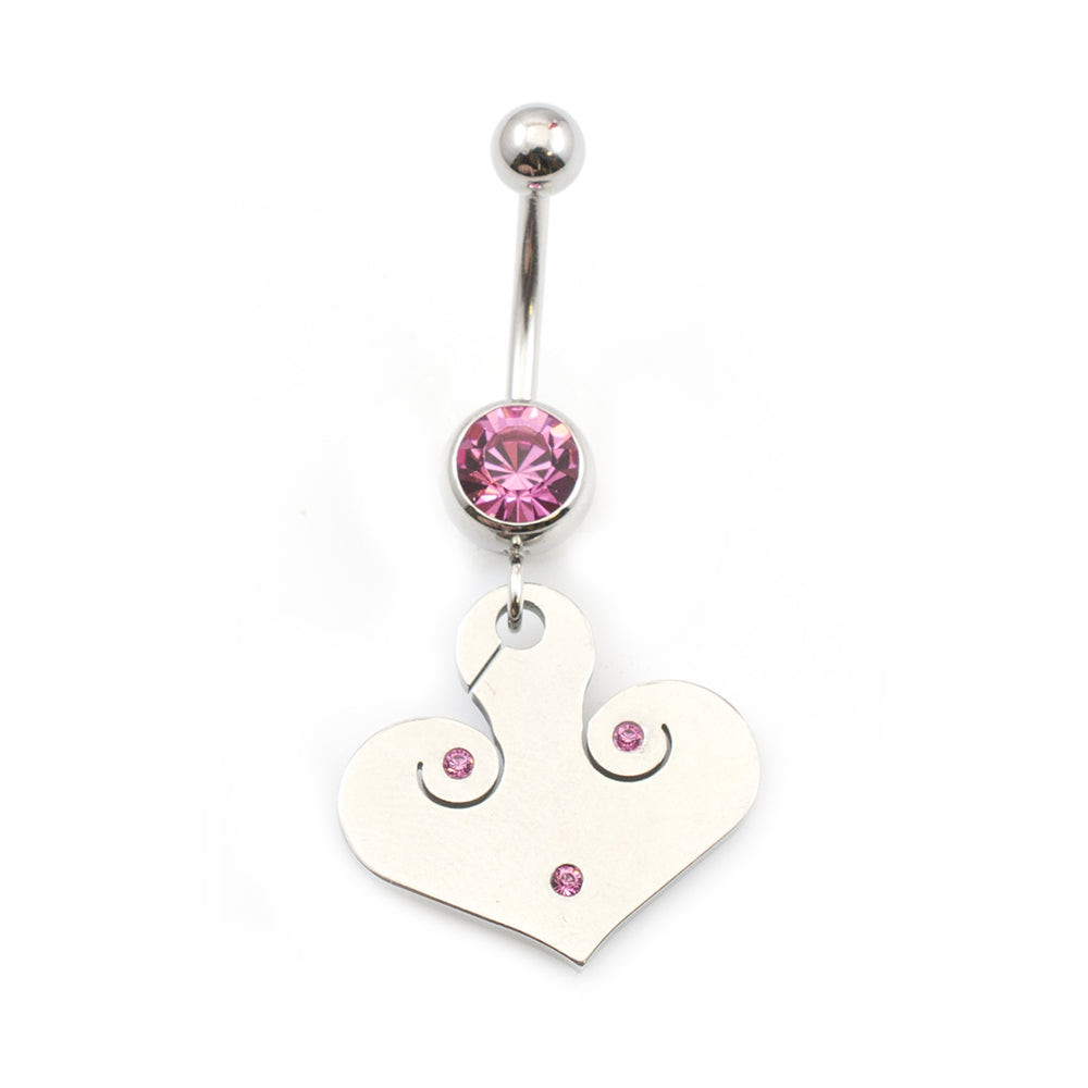 Surgical Steel 14 Gauge Belly Ring with Tribal Etched CZ Dangle - photo 4