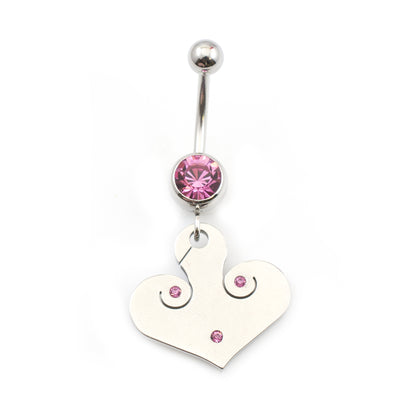 Surgical Steel 14 Gauge Belly Ring with Tribal Etched CZ Dangle - photo 4