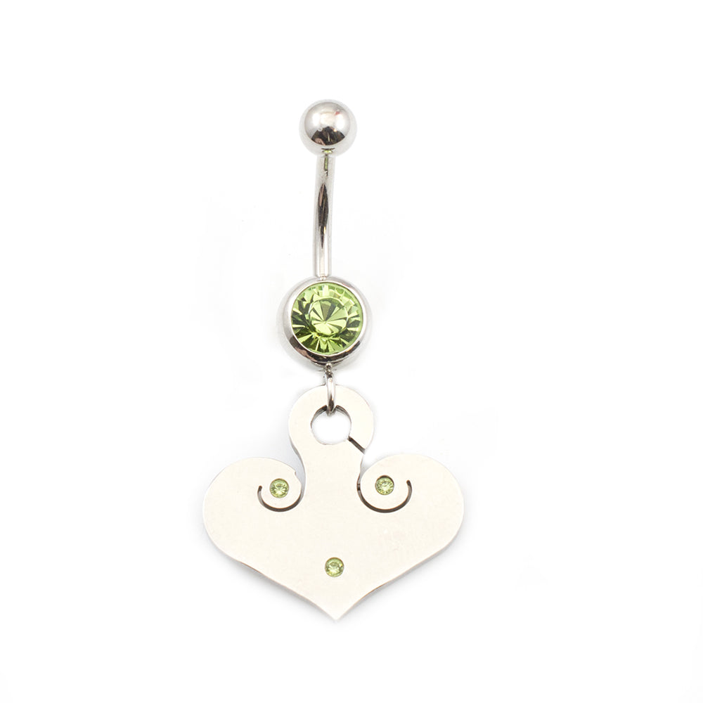 Surgical Steel 14 Gauge Belly Ring with Tribal Etched CZ Dangle - photo 5