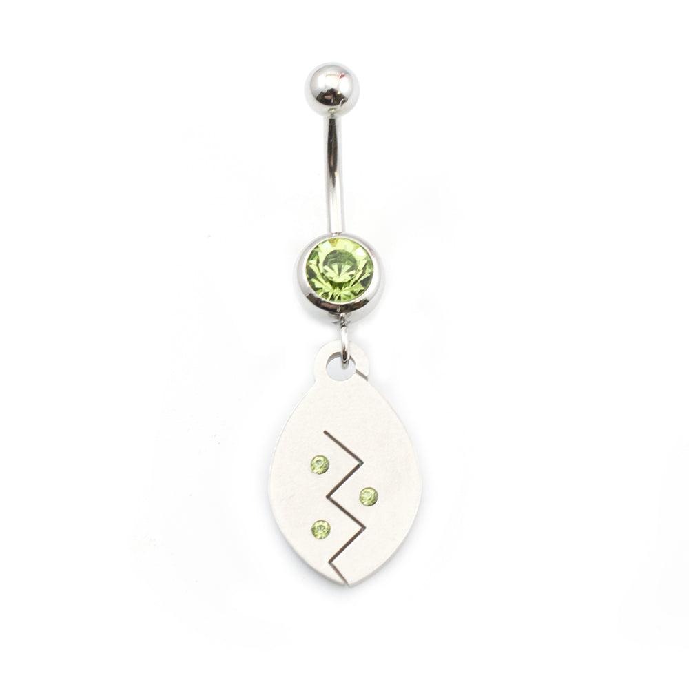 Surgical Steel 14 Gauge Belly Ring with CZ Tribal Etched Dangle - photo 2