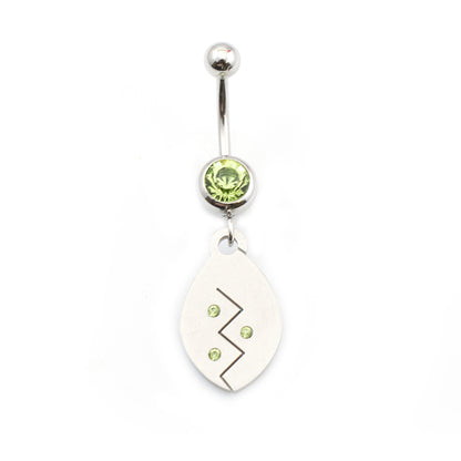 Surgical Steel 14 Gauge Belly Ring with CZ Tribal Etched Dangle - photo 2