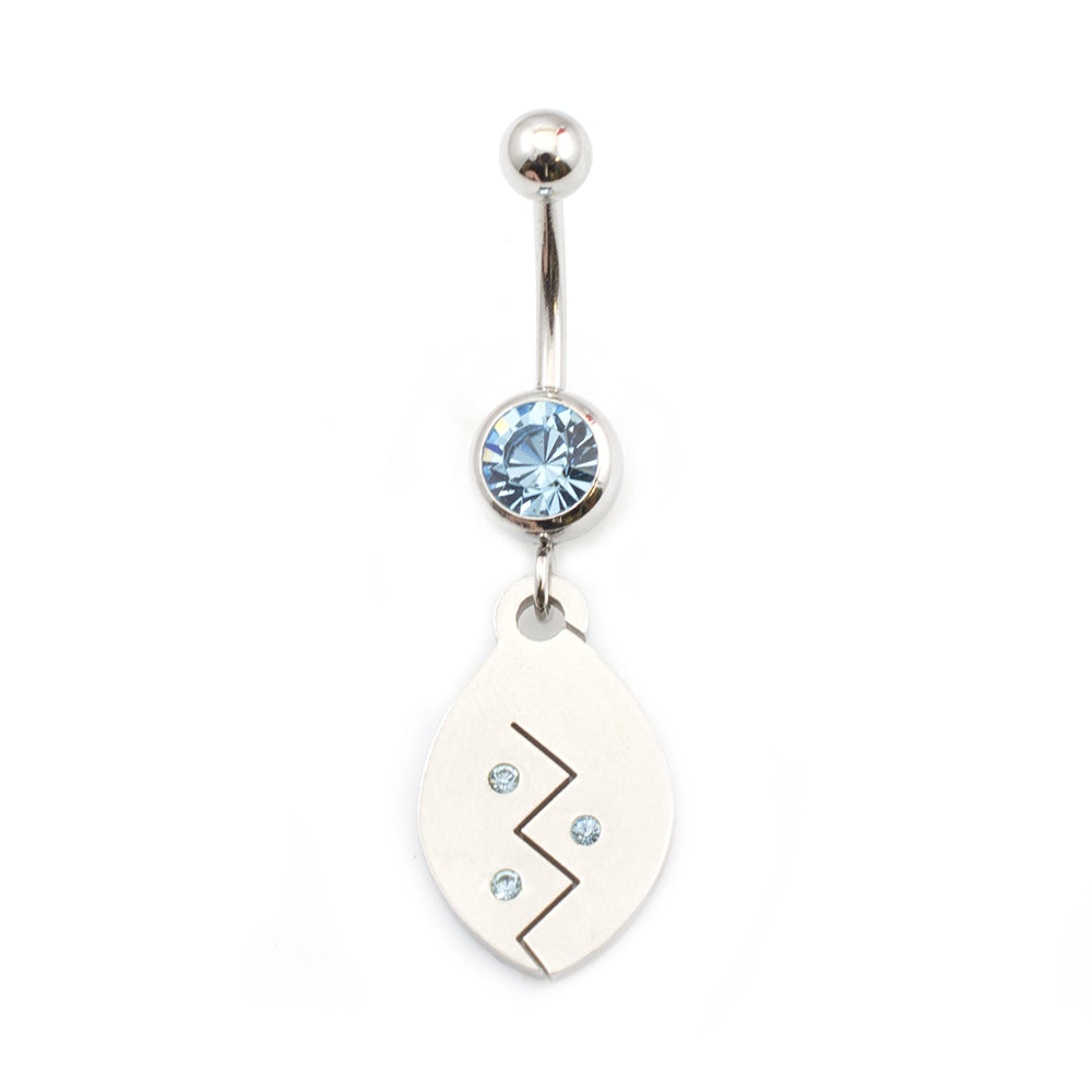 Surgical Steel 14 Gauge Belly Ring with CZ Tribal Etched Dangle - photo 3