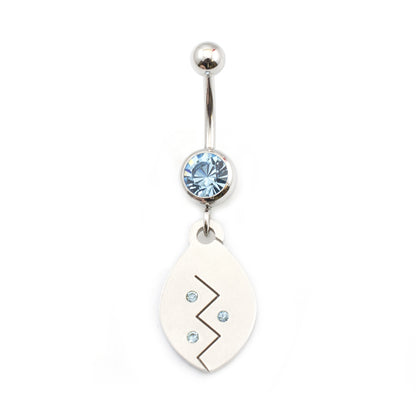 Surgical Steel 14 Gauge Belly Ring with CZ Tribal Etched Dangle - photo 3