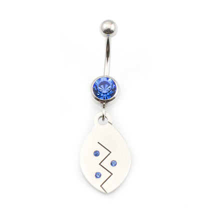 Surgical Steel 14 Gauge Belly Ring with CZ Tribal Etched Dangle - photo 4