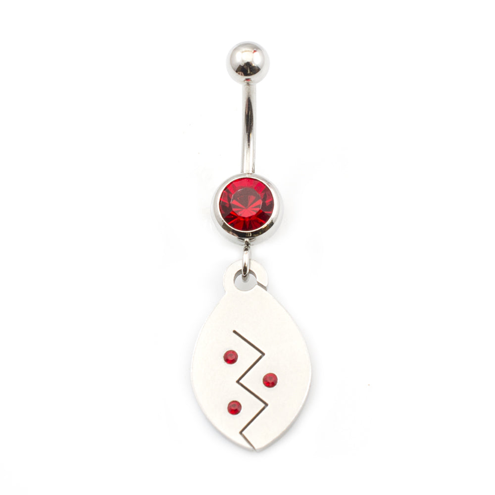 Surgical Steel 14 Gauge Belly Ring with CZ Tribal Etched Dangle - photo 5