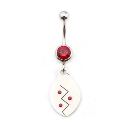 Surgical Steel 14 Gauge Belly Ring with CZ Tribal Etched Dangle - photo 5