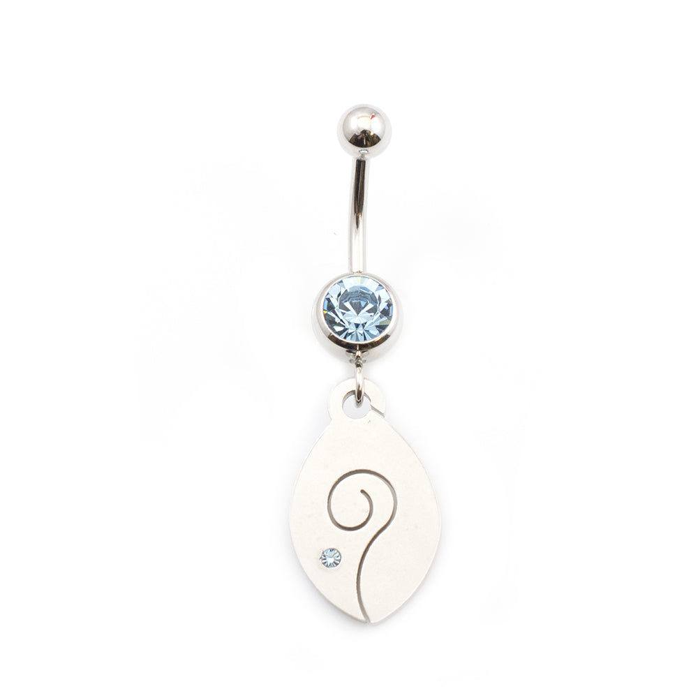Surgical Steel 14 Gauge Belly Ring with Tribal Fish CZ Dangle - photo 2