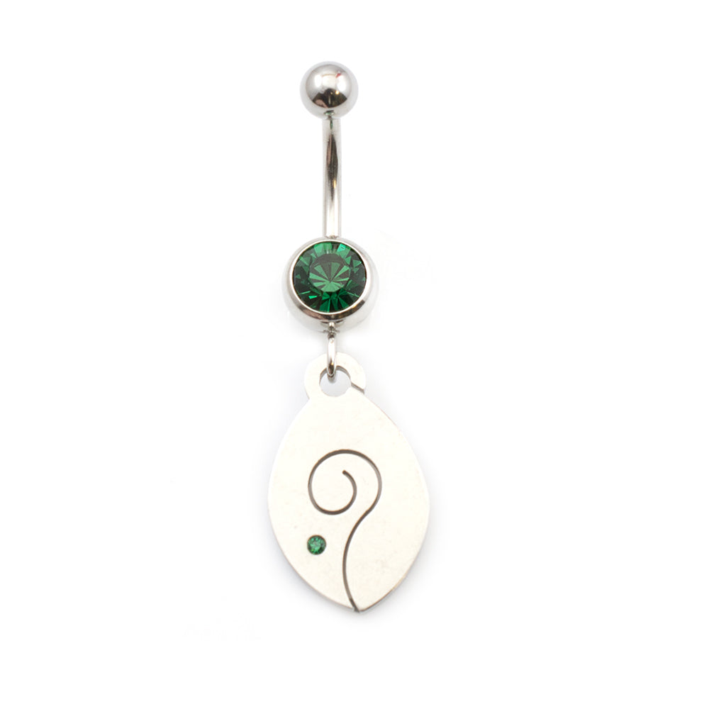 Surgical Steel 14 Gauge Belly Ring with Tribal Fish CZ Dangle - photo 3