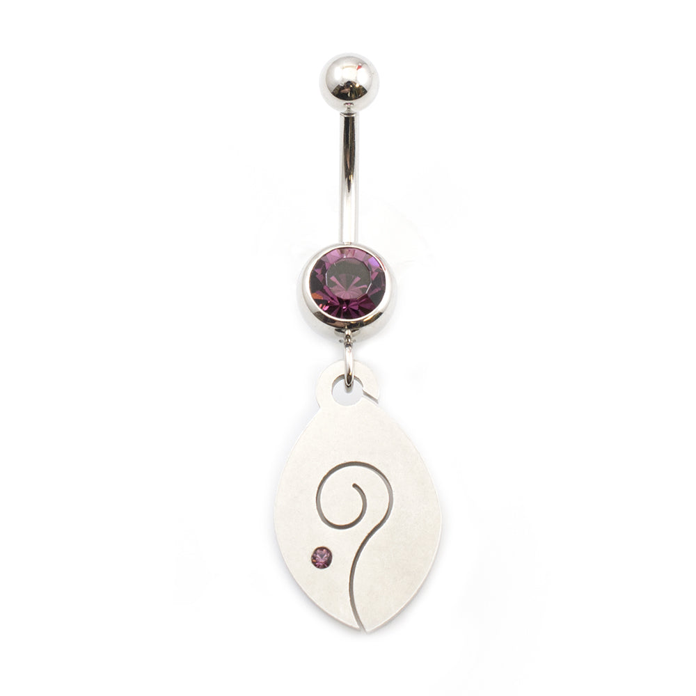 Surgical Steel 14 Gauge Belly Ring with Tribal Fish CZ Dangle - photo 4