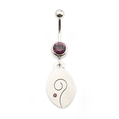 Surgical Steel 14 Gauge Belly Ring with Tribal Fish CZ Dangle - photo 4