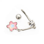 Surgical Steel 14 Gauge Pastel Dangling Flower CZ Belly Button Ring