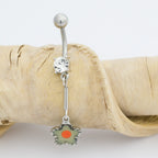 Surgical Steel 14 Gauge Pastel Dangling Flower CZ Belly Button Ring