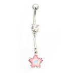 Surgical Steel 14 Gauge Pastel Dangling Flower CZ Belly Button Ring