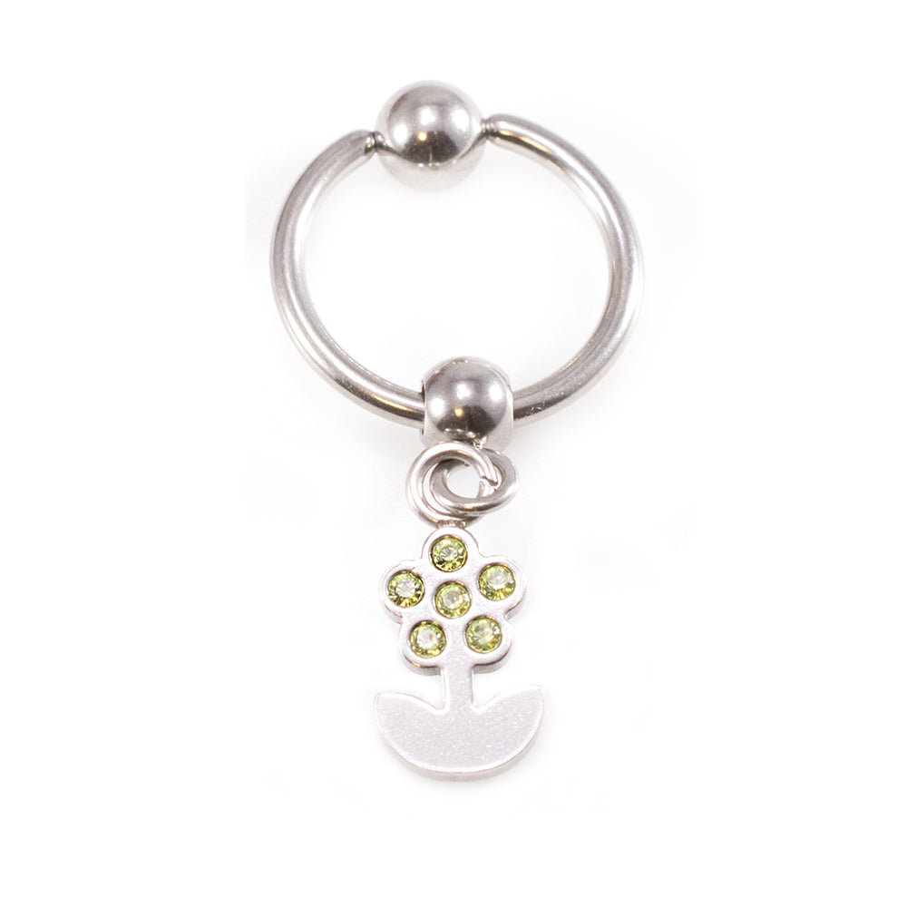 Surgical Steel 14 Gauge Captive Belly Ring with Silver Flower - photo 2