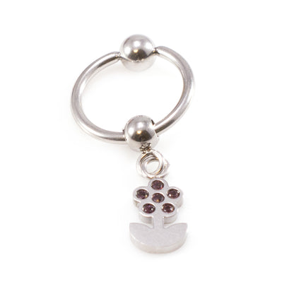 Surgical Steel 14 Gauge Captive Belly Ring with Silver Flower - photo 4