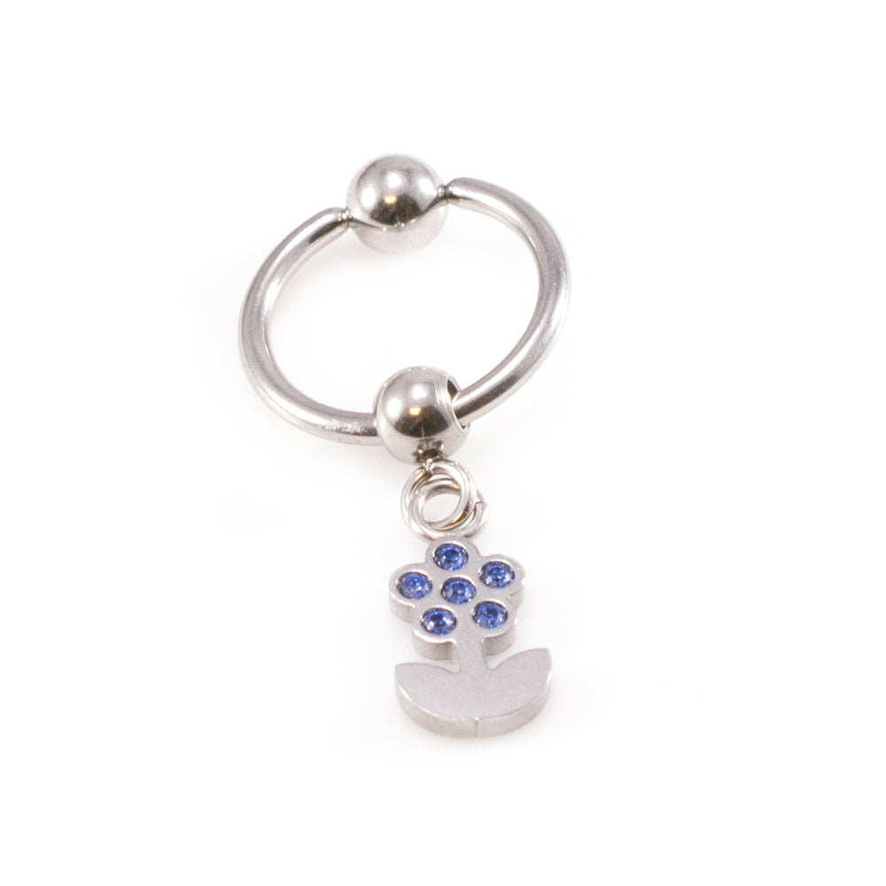 Surgical Steel 14 Gauge Captive Belly Ring with Silver Flower - photo 5