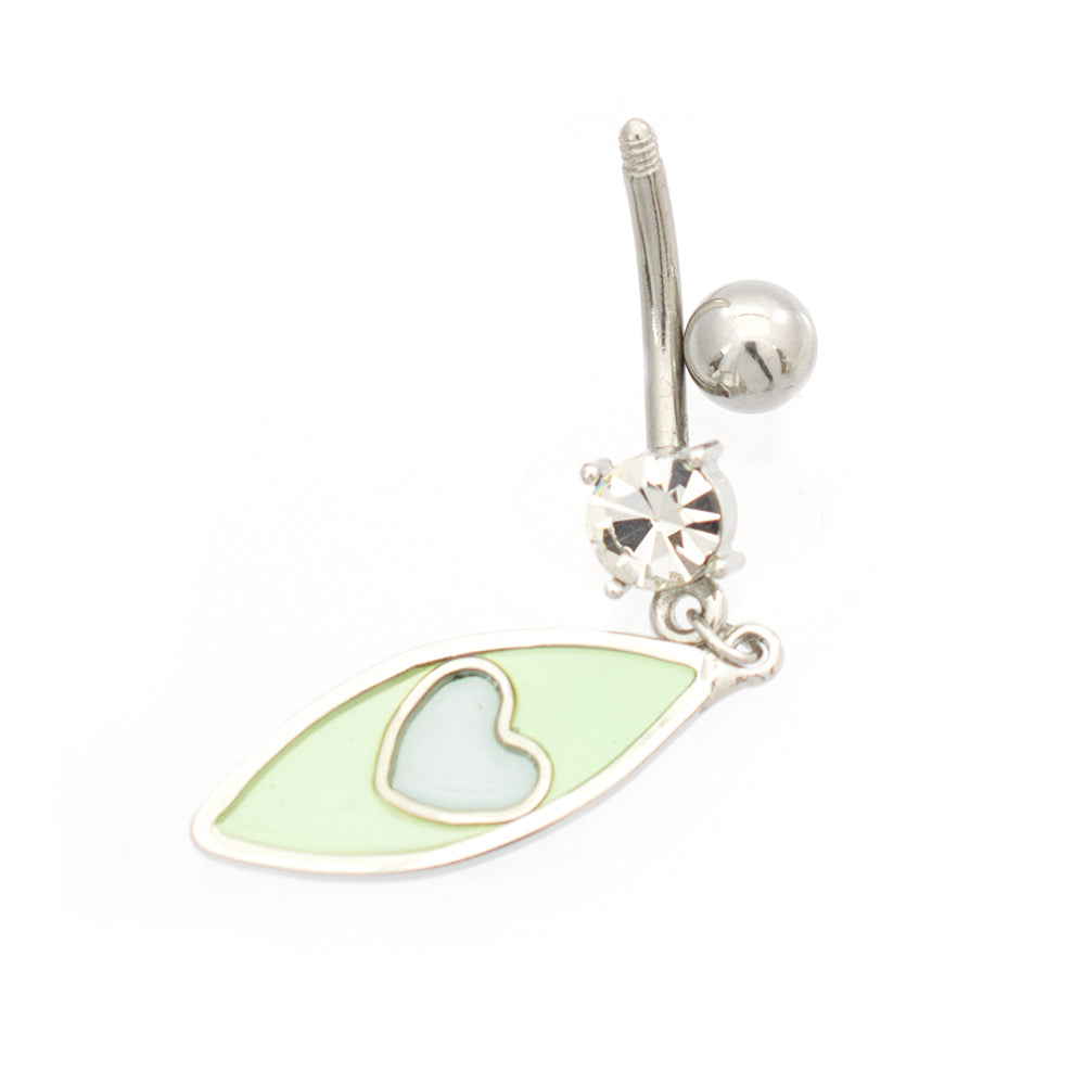 Surgical Steel 14 Gauge Luxe Modz Pastel Eye Dangle Heart Belly Ring - photo 6