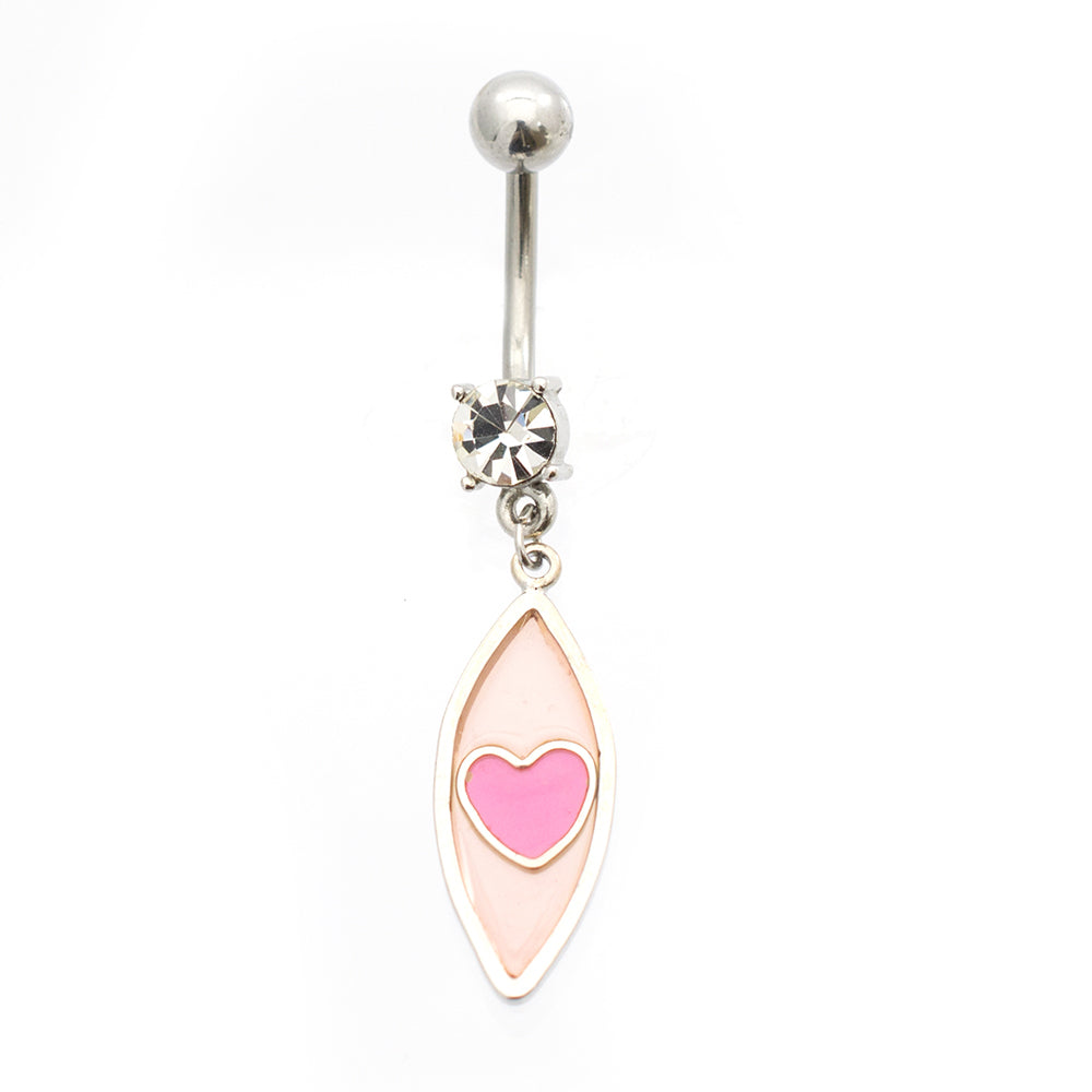 Surgical Steel 14 Gauge Luxe Modz Pastel Eye Dangle Heart Belly Ring - photo 9