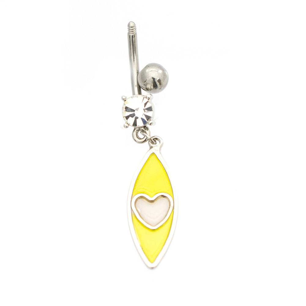 Surgical Steel 14 Gauge Luxe Modz Pastel Eye Dangle Heart Belly Ring - photo 3