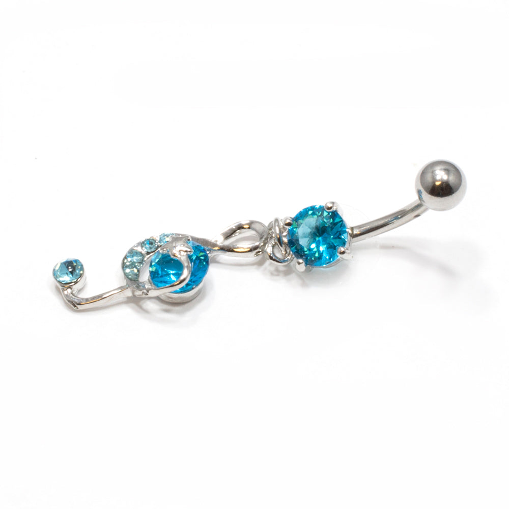 Surgical Steel 14 Gauge Belly Ring with Dangling Jeweled Music Notes - photo 5