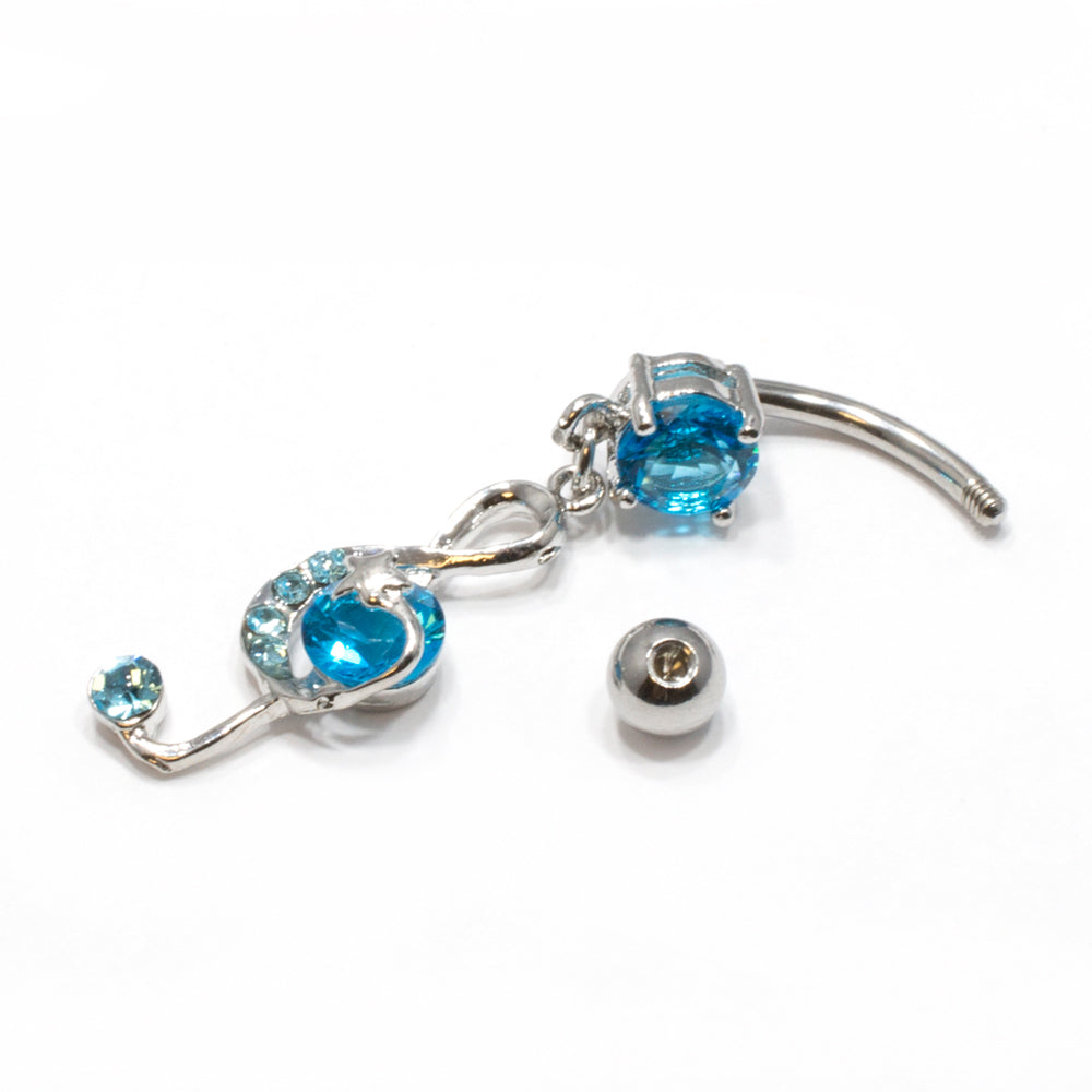 Surgical Steel 14 Gauge Belly Ring with Dangling Jeweled Music Notes - photo 6