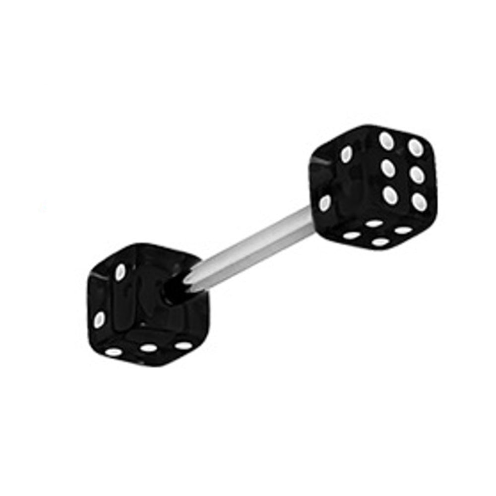Surgical Steel Straight Barbell 14 Gauge 5/8" (16 mm) & Acrylic Dice - Kruelty - Photo 2
