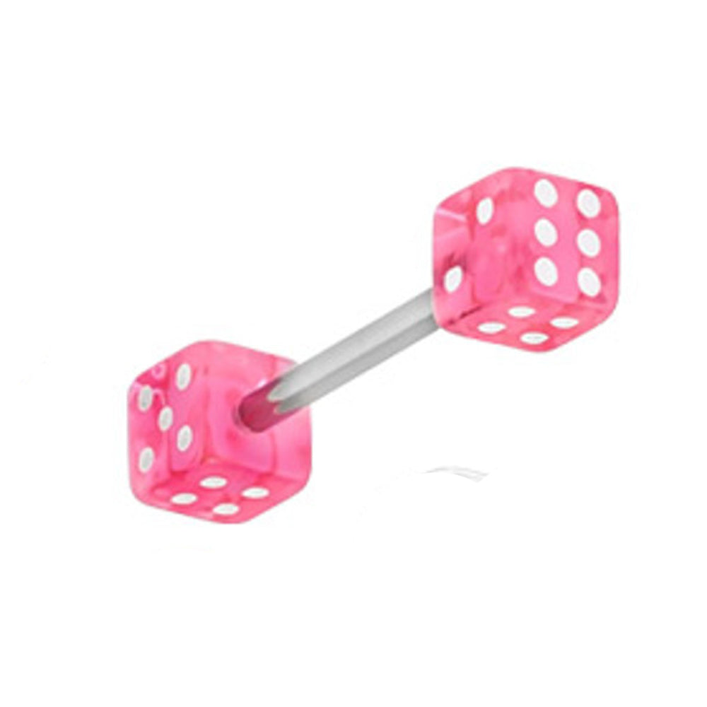 Surgical Steel Straight Barbell 14 Gauge 5/8" (16 mm) & Acrylic Dice - Kruelty - Photo 7