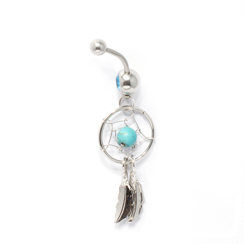 Surgical Steel 14 Gauge Belly Ring with Dangle Dreamcatcher - photo 3