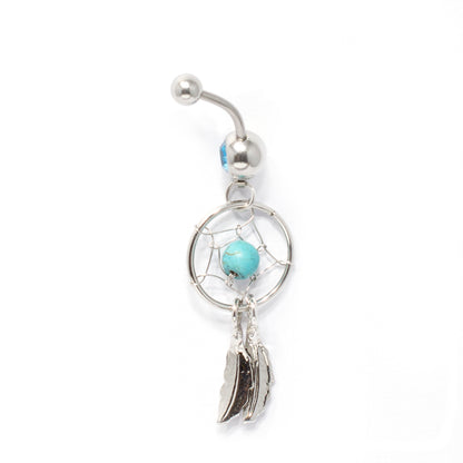 Surgical Steel 14 Gauge Belly Ring with Dangle Dreamcatcher - photo 3