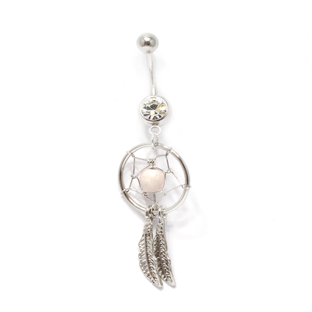 Surgical Steel 14 Gauge Belly Ring with Dangle Dreamcatcher - photo 5