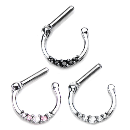 Surgical Steel Septum Clicker Ring 14 & 16 Gauge with CZ - 3 Colors - photo 2