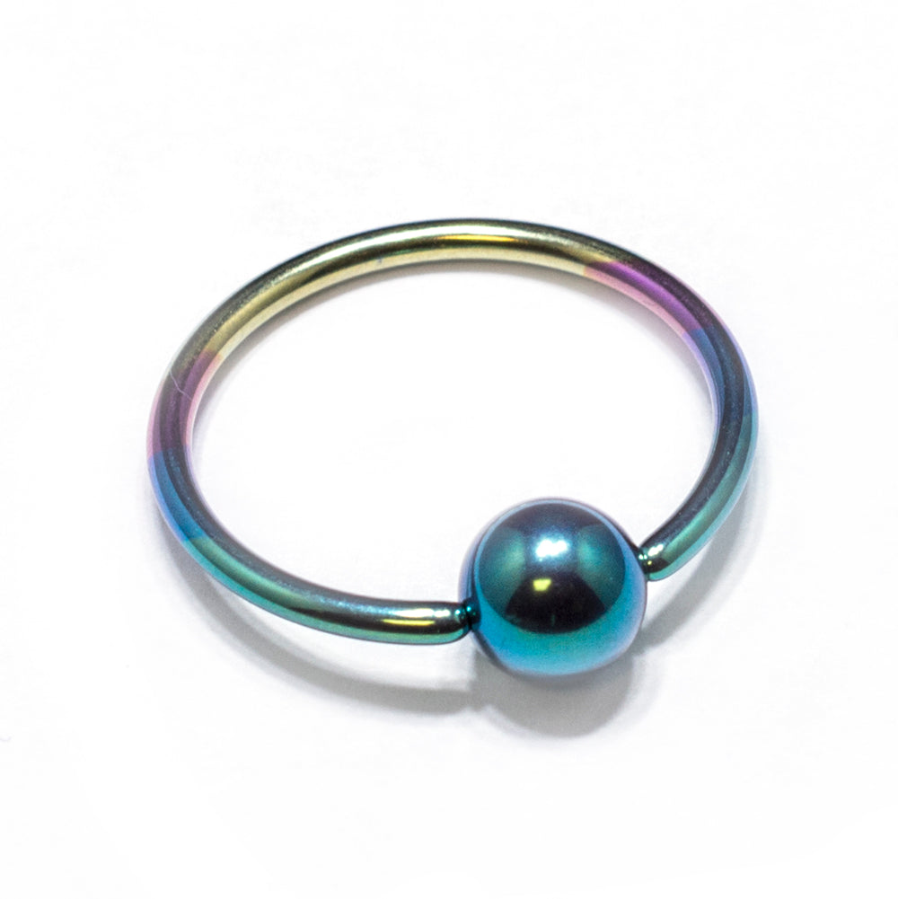 Titanium Captive Bead Ring 12 Gauge 22mm with 6mm Ball - 5 Colors