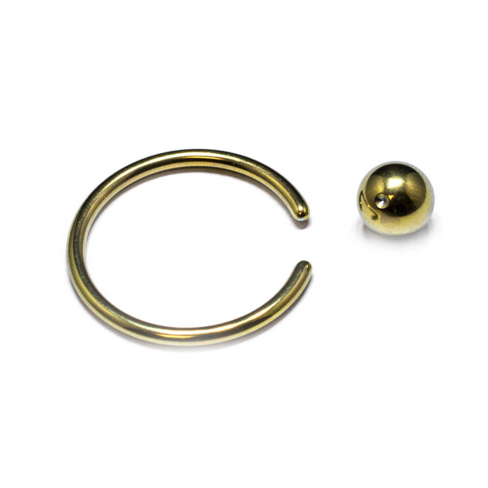 Titanium Captive Bead Ring 12 Gauge 22mm with 6mm Ball - 5 Colors