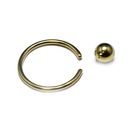 Titanium Captive Bead Ring 12 Gauge 22mm with 6mm Ball - 5 Colors