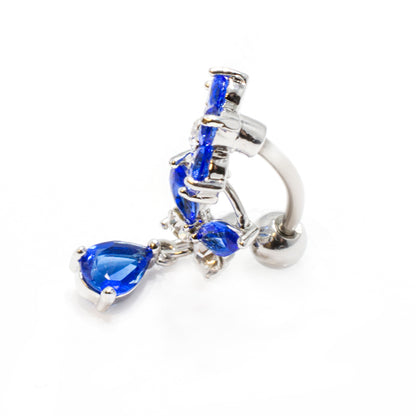 Titanium 14 Gauge Belly Button Ring with CZ Flower Butterfly Dangle - photo 2