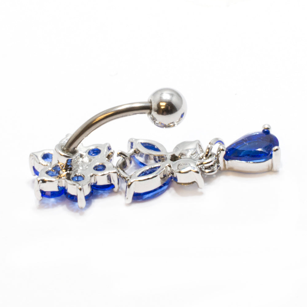 Titanium 14 Gauge Belly Button Ring with CZ Flower Butterfly Dangle - photo 3