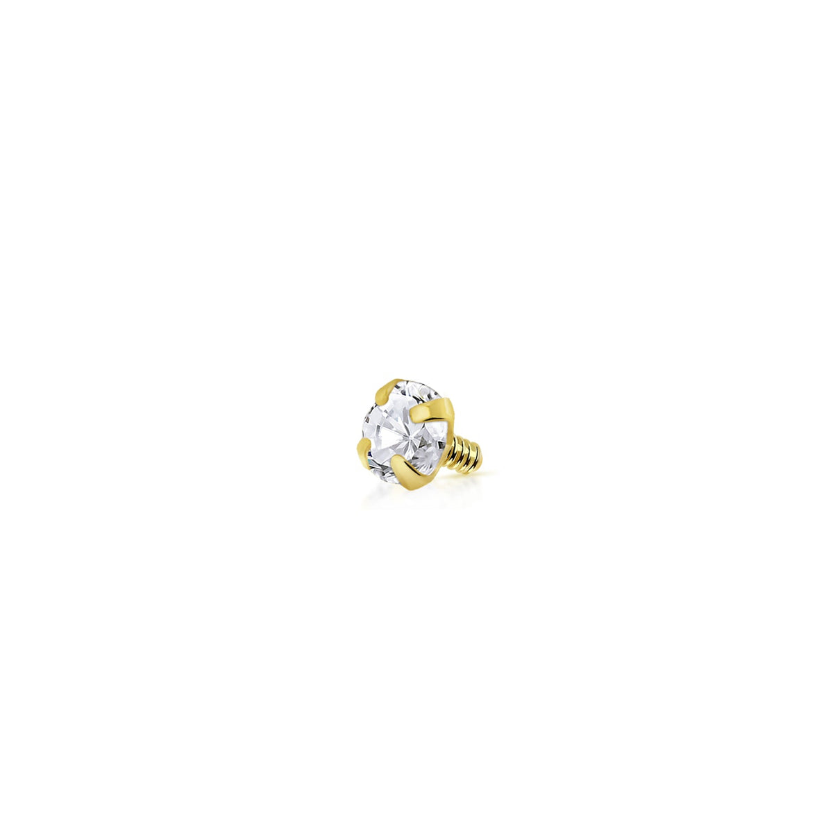 14K Solid Gold 16 Gauge Dermal Anchor Top with Prong CZ - photo 2
