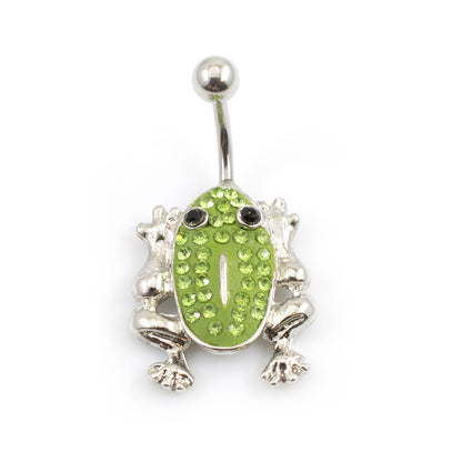 Surgical Steel 14 Gauge Belly Button Ring with CZ Frog