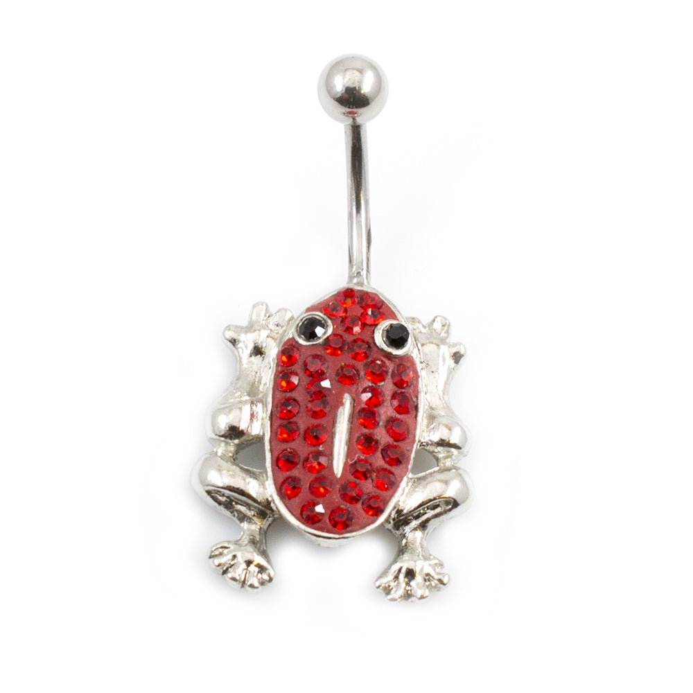 Surgical Steel 14 Gauge Belly Button Ring with CZ Frog