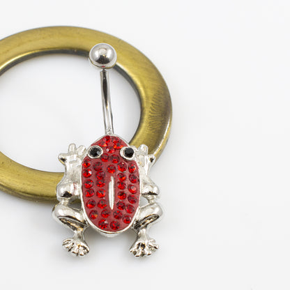 Surgical Steel 14 Gauge Belly Button Ring with CZ Frog