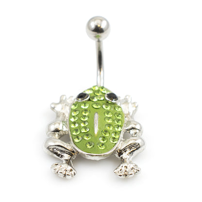Surgical Steel 14 Gauge Belly Button Ring with CZ Frog
