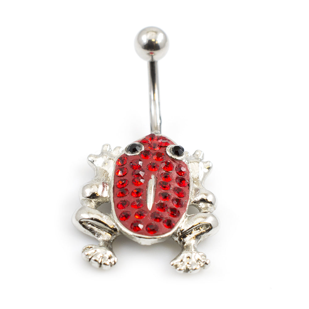 Surgical Steel 14 Gauge Belly Button Ring with CZ Frog