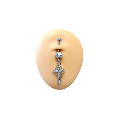 Surgical Steel Belly Button Ring 14 Gauge 11mm with Art Deco CZ Dangle - photo 3