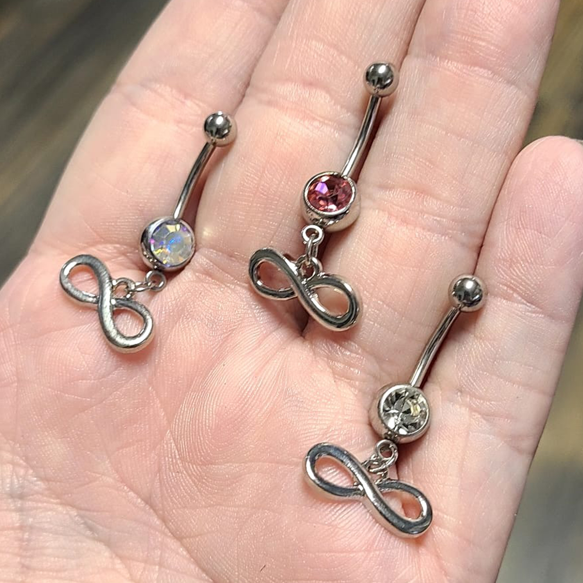 Surgical Steel 14 Gauge Belly Ring with Dangling Infinity Symbol - photo 5