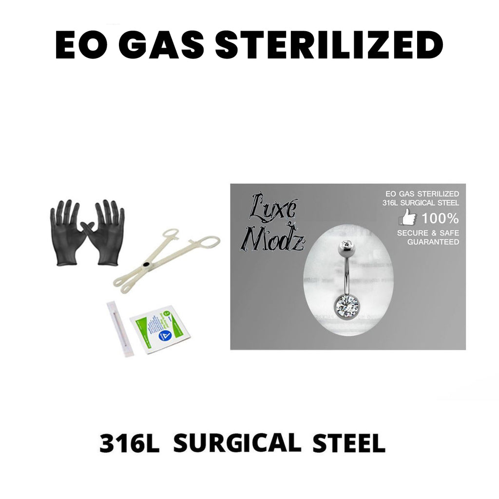 Surgical Steel 14 Gauge Belly Ring Sterilized Piercing Kit